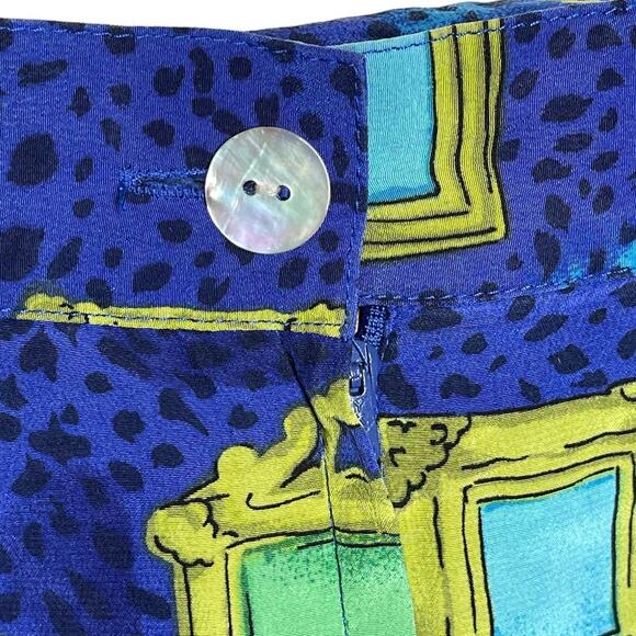 Vintage Jacqueline Ferrar Cheetah Print & Picture Frame Silk Faux Wrap Skirt 12 - Picture 10 of 13